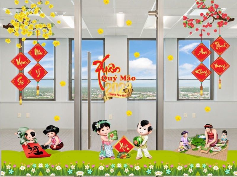 Dán Decal Trang Trí Tết Văn Phòng